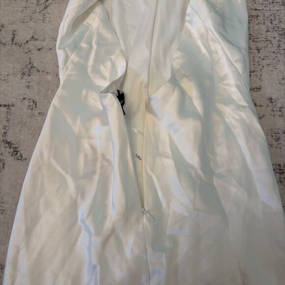Lulus Beyond Classy White Satin Halter Mini Dress Size Small Bridal Bachelorette - Picture 8 of 10